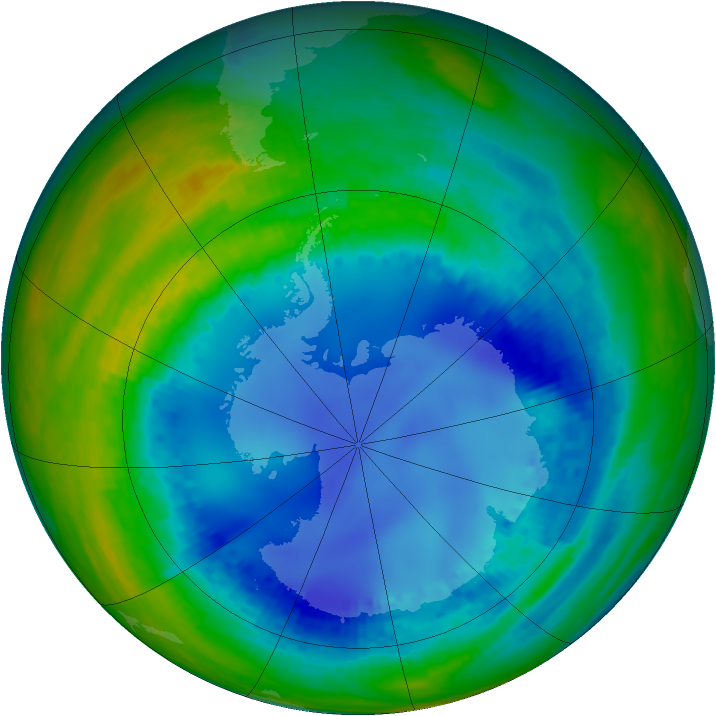 Antarctic ozone map for 11 August 2003